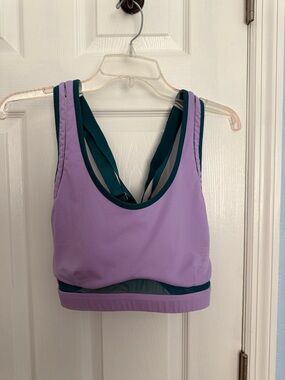 Fabletics Lavender Sports Bra with Teal Trim